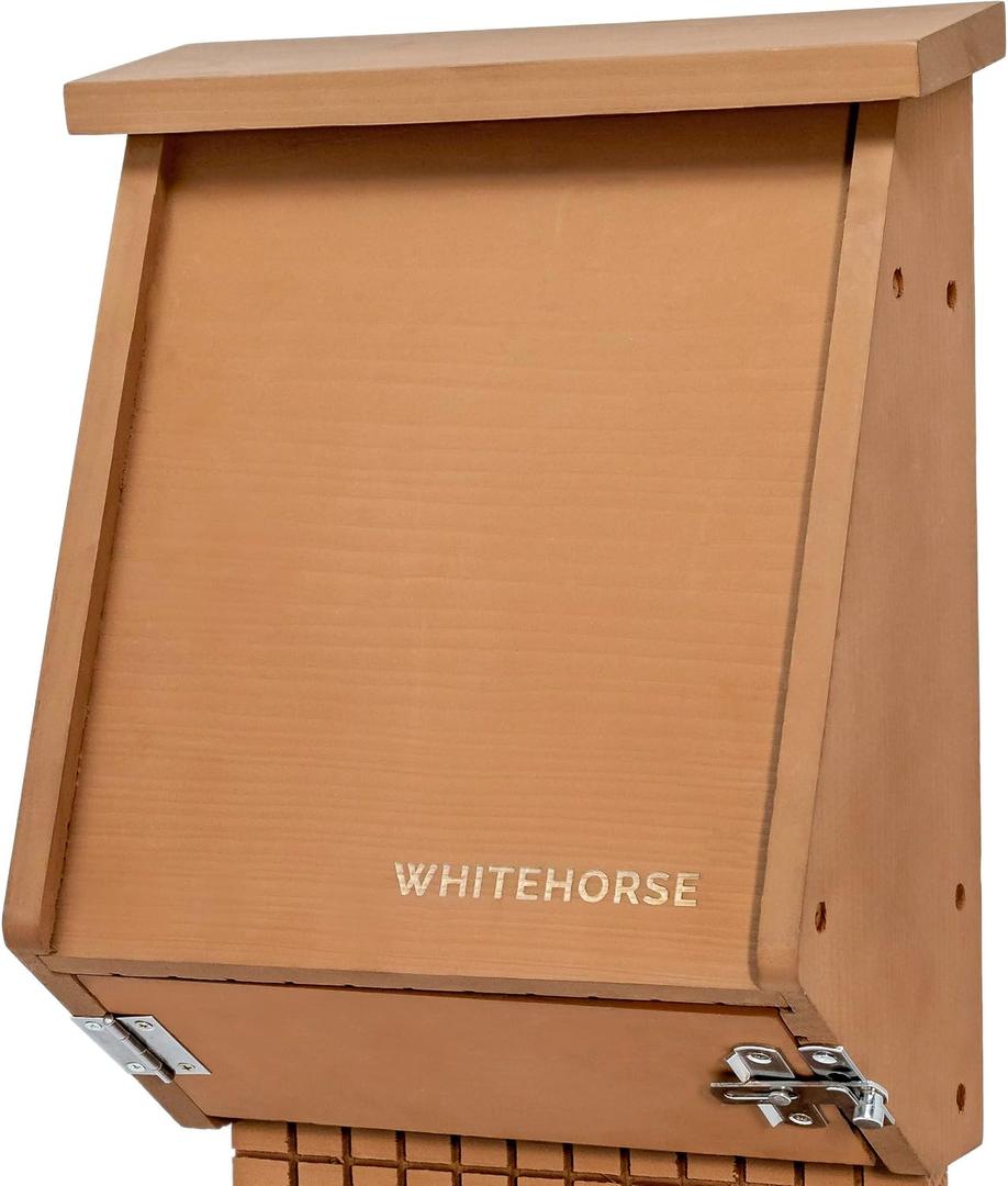 WHITEHORSE 4-Compartment Bat House - A Premium Cedar Bat Box that is Built to Last - Enjoy a Healthier Yard with Fewer Mosquitos While Supporting Bats (Brown)