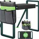 Foldable Garden Kneeler Seat Heavy Duty with Support Bracket [Upgraded Widened Thick 10'' Kneeling Pad] Garden Stool with Large Garden Tool Bags with Pockets -Gardening Gifts for Parents (Dark Green)