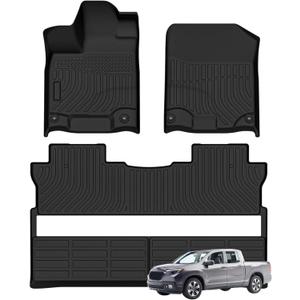Priprilod Floor Mats Fit for Honda Ridgeline Crew Cab 2017-2025 All Weather Protector TPE Floor Liners Custom Fit Car Mats Non-Slip