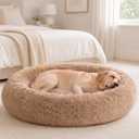 Sweetcrispy Large Dog Bed for Indoor, Calming Donut Bed for Dogs and Cats