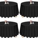 Pesonlook 4 Pack Black Round Tablecloth 90 Inch, Premium Round Table Cloth Washable Polyester Table Cover Stain and Wrinkle Resistant Decorative Table Cover for Wedding Party Dining Banquet