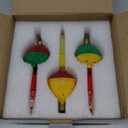 Novelty Lights Replacement Bubble Lights 3 Pack, Traditional Red/Yellow Liquid with Multicolor Bases, Vintage Glass Holiday Bulbs with Flowing Liquid, 5 Watts Each, C7/E12 Base