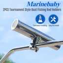 2PCS Tournament Style Boat Fishing Rod Holders, 316 Stainless Steel Clamp on 7/8" to 1" Rail, 360 Adjustable Fishing Rod Holder