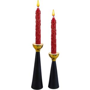 Rely+ Black & Gold Taper Candle Holders Set of 2 Modern Metal Candlestick Holders for Dining Table Centerpiece, Home Dcor, Wedding & Party Decorations