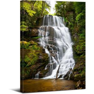 Nature Waterfall Wall Art Glacier National Park Forest Wall Decor Nature Reynolds Creek Falls Landscape Paintings Canvas Prints USA Montana Mountain Poster Artwork Living Room Home Decoration 12"L x 16"W, Nature17