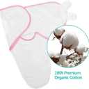 Biloban Baby Swaddles 0-3 Months for Girls, Cotton Swaddle Blanket, Newborn Essentials, Pink & White, 2 Pack