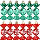 Threan 12 Pcs Christmas Candy Ornaments for Tree Decoration Hanging Glitter Candy Cane Christmas Peppermint Ornament with Golden Rope for Xmas Holiday Decoration(Red, Green,Plastic)