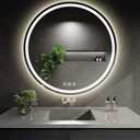 LED Bathroom Mirror 36 Inch Round Bathroom Mirror with Lights,Circle LED Mirror, Wall Mounted Lighted Bathroom with 3 Colors Brightness, Anti-Fog, Dimmable, Shatter-Proof