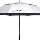 72 Inch Large UV Umbrellas For Sun Protection UPF50+ Sun Golf Umbrella UV Protection Cooling Windproof Vented Double Canopy Extra Huge Big Size (Silver-Black)