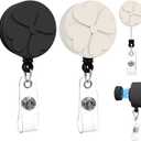 2 Pack Magnetic Badge Holder with Strong Magnet Back - Four-Leaf Clover Retractable Badge Reel, ID Card Clip for Nurses, Teachers, Office Professionals (2, Black&Beige)
