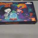 Witch Costume for Girls Aged 3-8 Years Halloween Light Up Skirt with Broom Hat Treat Bag Kids Toddler Girls Dress Up (Purple)