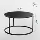 SAYGOER Small Round Coffee Table, Black Coffee Tables for Living Room, Modern Center Table for Small Space Home Office Gardern, 27.6 27.6 17.7inch, Black