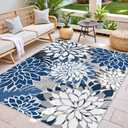 Outdoor Rug Waterproof, Washable Patio Rug for Deck, 9x12, Blue