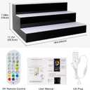 LED Lighted Liquor Bottle Display Shelf, 3Tiers 16Inch Bar Bottle Display Shelf with Remote and App Control for Home Bar Party Whiskey Wine Coffee Syrup Water Bottle Display