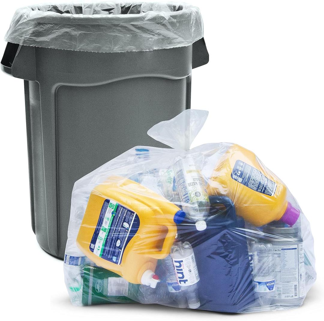 Veska 30-33 Gallon Clear Trash Bags Heavy Duty (Value Pack 100 Bags w/Ties) Large Clear Plastic Recycling Garbage Bags. Large Trash Bags 30+, 32 Gallon