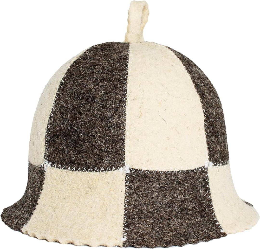 SHSH trade group Wool Sauna Hat Checkered Finnish Sauna Hat for Men Wool Banya Hat for Men Sauna Cap for Women to Protect Hair