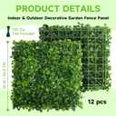 Artificial Grass Wall Panels 20"x20" 12Pcs Greenery Wall Panels | UV Resistant Boxwood Hedge Privacy Fence Screen for Indoor Outdoor Patio Balcony Garden Decor