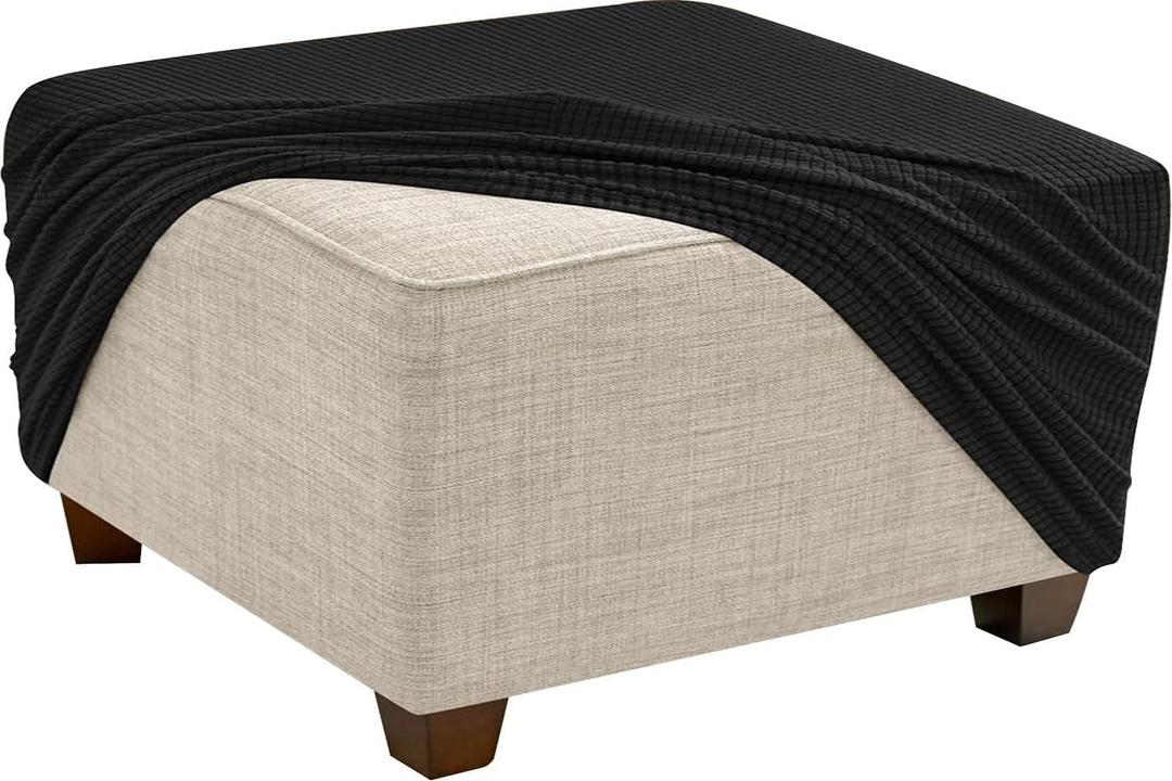 Stretch Ottoman Cover Slipcovers Square Footrest Sofa Slipcovers Stool Cover Footstool Protector Covers Feature Stretch Thick Soft Jacquard Fabric Removable Washable(#8,18"/45cm)