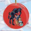 2 x Christmas Ornaments Decorations - 3.6 in Acrylic Two Sided Printing - Ornament Exchange Gifts Funny (Vintage Krampus Classic Red Theme)