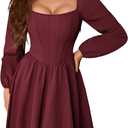 Scarlet Darkness Renaissance Corset Dress Long Sleeve Party Mini Dress, Size 12 (Red)
