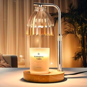 Women's Gift: Height-Adjustable Candle Warmer Lamp w/Timer & Dimmer for Jar Candles | 2 Bulbs | Ideal for Home Decor & Birthday Gifts (Amber)
