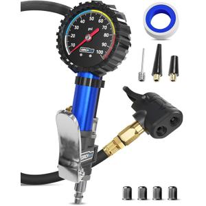 Presta Valve Adaptor Pump with Removable Schrader to Presta Valve Air Chuck Accurate Bike Tire Inflator & Pressure Gauge for Air Compressor, 100 PSI