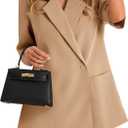 Cicy Bell Womens Short Sleeve Oversized Blazers Lapel Button Down Jackets, Medium, Dark Khaki