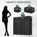 9-Drawer Dresser for Bedroom, Anti-Tip Tall Storage Organizer Chest of Drawers with Wooden Top and Metal Frame Fabric Bins for Closet, Living Room, Hallway, Entryway, Black