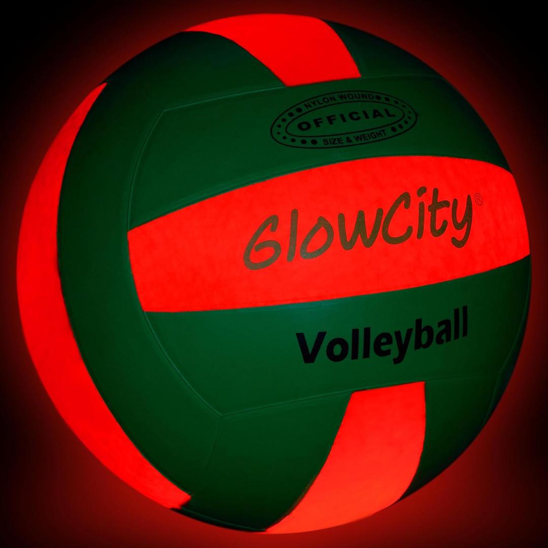 GlowCity Glow in The Dark Volleyball - Light Up Volleyballs for Kids, Teens and Adults with 2 LED Lights and Pre-Installed Batteries - Official Size and Weight