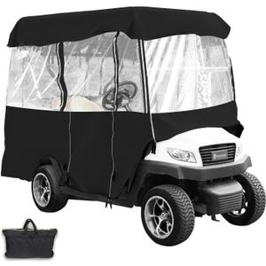 Happybuy Golf Cart Enclosure, 4-Person Golf Cart Cover, 4-Sided Fairway Deluxe, 300D Waterproof Driving Enclosure with Transparent Windows, Fit for EZGO, Club Car, Yamaha Cart