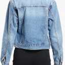 andy & natalie Women's Denim Jackets Cropped Long Sleeve Basic Button Down Crop Jean Shacket with Pockets (M)
