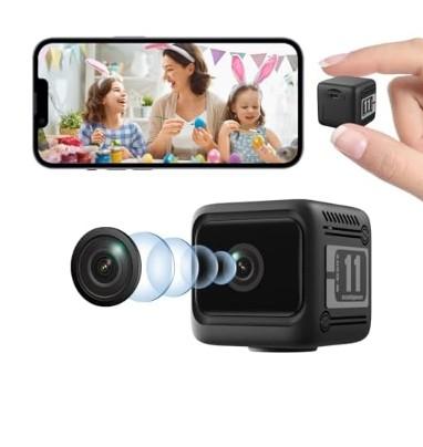 Vnmkp 2025 Upgraded Security Camera, Wireless Surveillance Camera, 4K HD Mini Nanny Cam for Home (with Night Vision) WiFi Indoor Camera (Video Only), Black