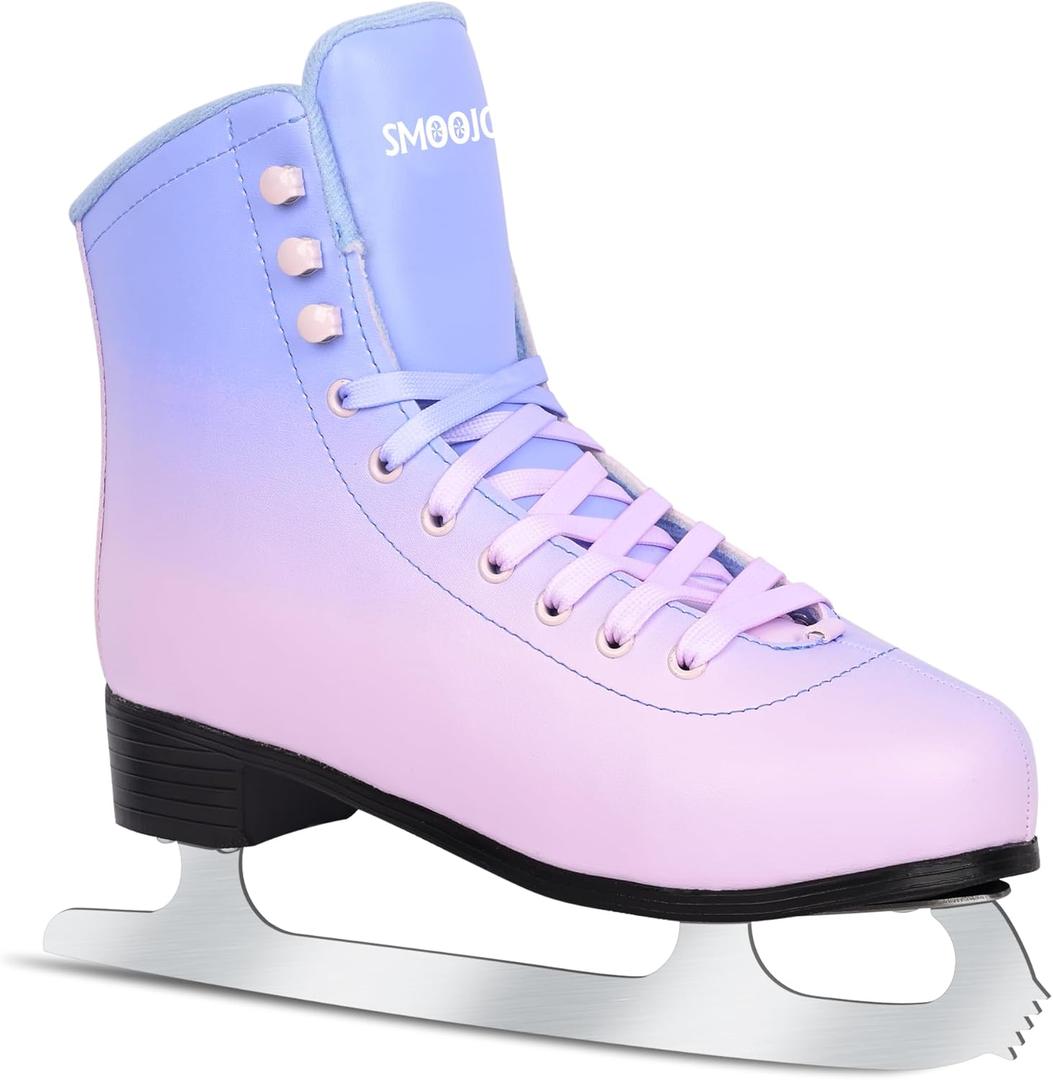 Figure Skates for Women and Men Classic Ice Skates Indoor Outdoor Lace-Up Fun Ice Skate Shoes for Kids Adult (Glitter)