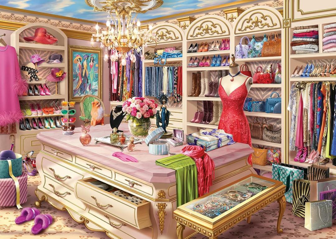 Ravensburger The Coveted Closet 1000 Piece Jigsaw Puzzle | Boutique Wardrobe Experience by Wigwam Studios | Perfect Interlocking Fit | Eco-Friendly Materials