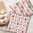 Coquette Christmas Bow Pillow Covers 18x18 Set of 2, Coquette Christmas Decor, Preppy Girly Xmas Winter Holiday Decorative Throw Pillow Covers for Girls Bedroom Living Room Home (Color 15)
