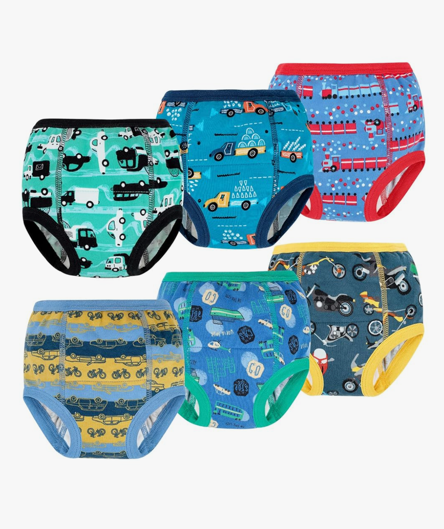 MooMoo Baby 6 Packs Potty Training Underwear Absorbent Vehicle Training Pants for Toddler Boys Pee Pants 3T