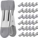 Clothes Pins Heavy Duty 30 Pack - 2.17 Inch Metal Chip Clips, Clothespins for Photo Drying Clothesline Laundry Sock, Bag Clips for Food Kitchen Stainless Steel with Rubber, Gray
