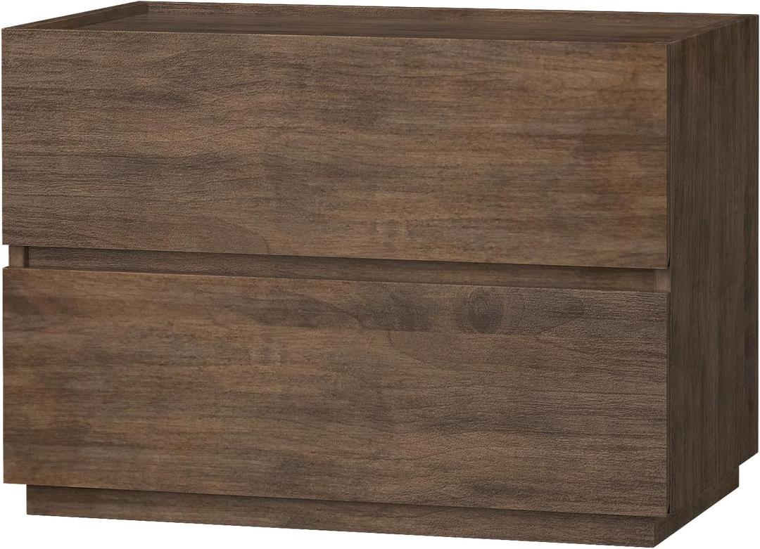 woodtalks Stackable 2 Drawer Dresser, Multi-Purpose Storage Closet Cube Dressers for Bedroom, Storage Cabinet for Entryway, Nightstand Sofa Beside Table Drawer Chest, 23.6 in, Walnut, Brown, 13.1"D x 23.6"W x 16.9"H