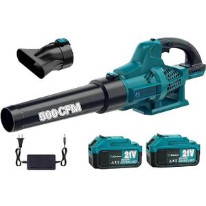 Ikfashoni Leaf Blower Cordless with 2x21V Battery and Charger, 500CFM/130MPH Electric Leaf Blower, 6 Speed Modes, 3.0Ah Battery Powered Lightweight Leaf Blowers for Lawn Care, Yard, Patio, Driveway