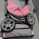 iCradle Baby Doll Stroller, Pink and Gray Foldable Pram with Adjustable Hood, Storage Basket and Shoulder Bag, Lightweight Buggy for Dolls Up to 22 Inches, Girls Age 3+, Standard