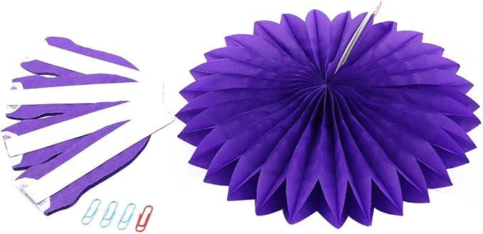 Qtqgoitem Tissue Paper Folding Fan Flower Purple for Party Birthday Window Wedding Home (Model: 451 9a6 8c3 5c3 f2b