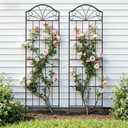 VOXOR Metal Trellis for Climbing Plants Outdoor, 70 * 19.7 Inch Tall Garden Trellis with Black Rustproof Coating, Decorative Rose Trellis for Climbing Roses, Vines, and Flowers, 2 Pack