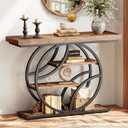 Huuger Modern Console Table, 41.3 Inch Sofa Table with Artistic Curved Metal Frame, Narrow Entryway Table for Hallway, Living Room, Behind Couch, Rustic Brown, 11.8"D x 41.3"W x 31.5"H