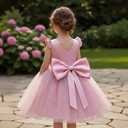 TTYAOVO Flower Girl Dress Bowknot Pageant Wedding Party Gown (6 Years, Pink)