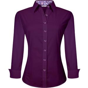 Esabel.C Womens Button Down Shirts Long Sleeve Regular Fit Stretch Work Blouse, Size S