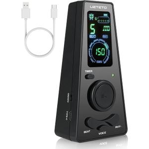 Ueteto Digital Metronome with Timer, English Vocal Counting, One Touch Operation and Easily Readable Color Display Electronic Metronome with Volume Control for Piano Guitar Drum Violin
