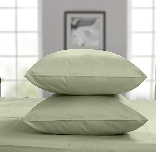 Threadmill Cotton Pillow Cases - Standard Size Set of 2, 100% Pure Cotton, 300 Thread Count Sateen Weave Sage Green - Ultra Soft & Comfortable Hotel Quality Pillow Protectors