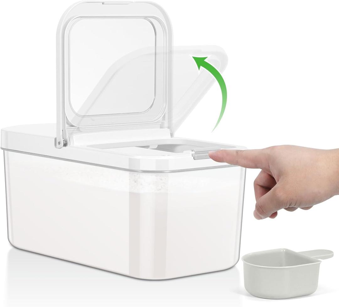Rice Flour Storage Container - 6.5 Qt | 12 Lbs Crystal-Clear Plastic Food Storage Container Bin with Flip-up Lid, Dry Food Holder for Kitchen Pantry Organization and Storage