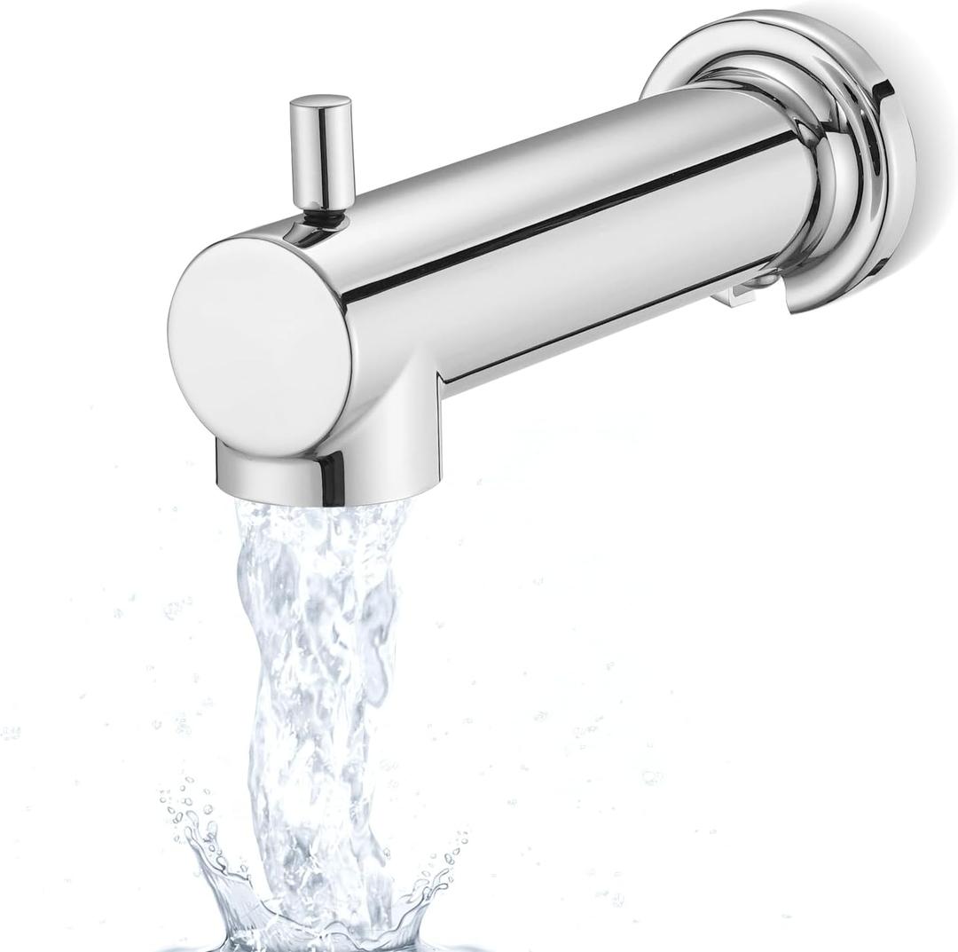 Slip on Extra Long Tub Spout with Diverter Universal Tub Diverter Spout for 1/2" Copper Water Pipe, Chrome