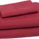 Amazon Basics Lightweight Breathable Brushed Microfiber 3 Piece Wrinkle Resistant Sheet Set with 14-Inch Deep Pockets, Twin XL, Burgundy, Solid